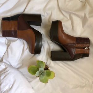 Steve Madden Leather platform patchwork boots